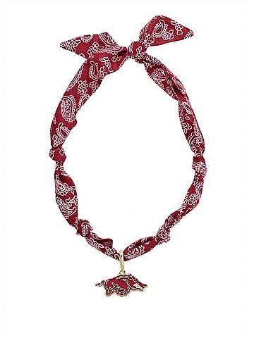 Canvas Arkansas Razorbacks Bandana Scarf Necklace Logo Pendant in Red (view 1)