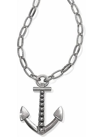 Brighton Large Anchor Necklace With Crystals in Silver (view 2)