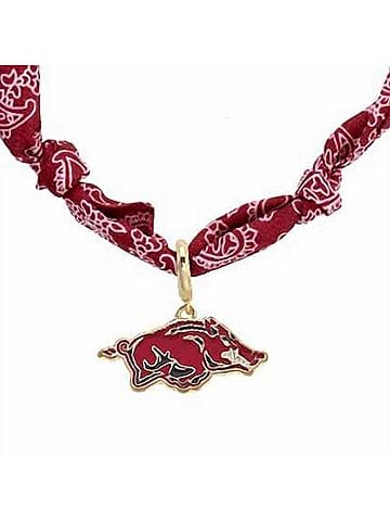 Canvas Arkansas Razorbacks Bandana Scarf Necklace Logo Pendant in Red (view 2)