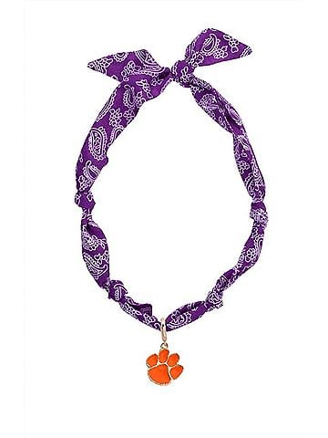 Canvas Clemson Tigers Bandana Scarf Necklace With Logo Pendant in Purple (view 1)