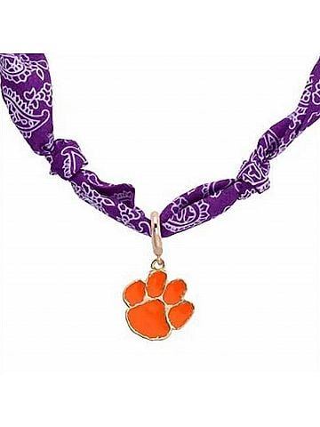 Canvas Clemson Tigers Bandana Scarf Necklace With Logo Pendant in Purple (view 2)