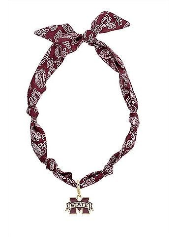 Canvas Women's Mississippi State Bulldogs Bandana Scarf Necklace in Gold Logo Pendant (view 1)