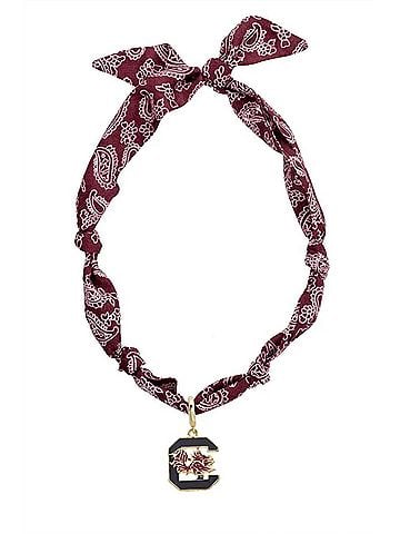 Canvas Women's South Carolina Gamecocks Bandana Scarf Necklace in Gold Logo Pendant (view 1)