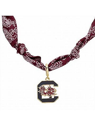 Canvas Women's South Carolina Gamecocks Bandana Scarf Necklace in Gold Logo Pendant (view 2)