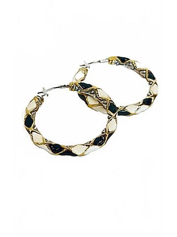 John Mederios John Medeiros Large Lattice Hoop Earrings in Black/White (view 1)
