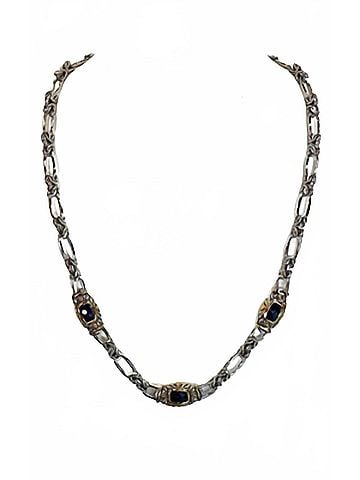 John Mederios John Medeiros Two Tone Link Necklace With Amethyst in Silver/Gold (view 1)