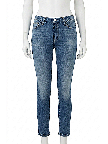 AG Jeans High Rise Slim Straight Jeans in Blue (view 1)
