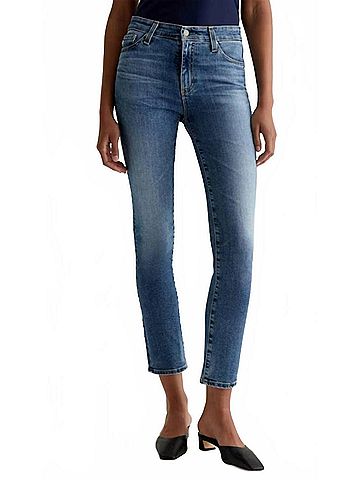 AG Jeans High Rise Slim Straight Jeans in Blue (view 2)
