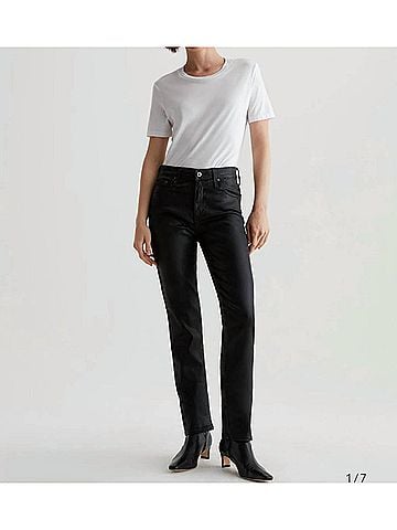 AG Jeans Mari Extended Straight Jeans in Black (view 2)