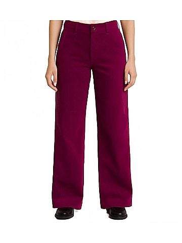 AG Jeans Stella Palazzo Corduroy Jeans in Dark Magenta (view 2)
