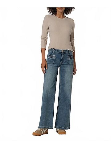Kut from the Kloth Maya High Rise Wide Leg Patch Jeans in Affection (view 2)