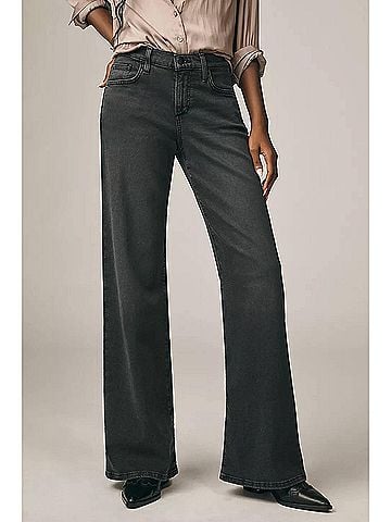 Joe's Jeans The Lou Lou Low-Rise Wide-Leg Jeans in Black Cat (view 2)