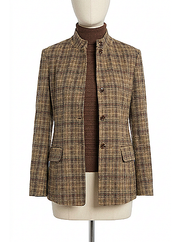 Lyssé Marceline Convertible Collar Blazer in Brit Plaid (view 1)