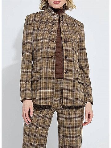 Lyssé Marceline Convertible Collar Blazer in Brit Plaid (view 2)