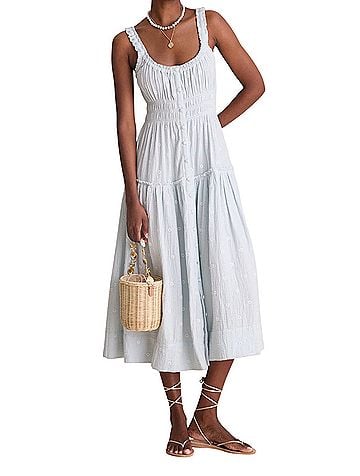Tuckernuck gauze embroidered landis midi Casual Dress (view 2)
