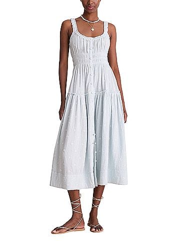 Tuckernuck gauze embroidered landis midi Casual Dress (view 1)