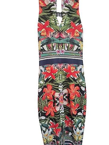 New York & Company Tropical Floral Midi Dress Casual Dress (view 2)