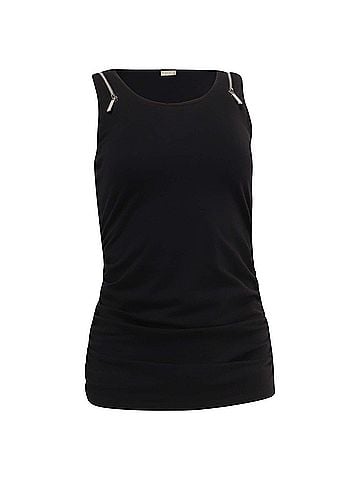Michael Kors Michael Michael Kors Zipper Detailed Tank Top in Black Cotton (view 1)