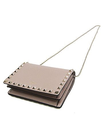 Valentino Garavani Valentino Garavani Rock Studs Women's Leather Shoulder Bag Pink Beige (view 2)