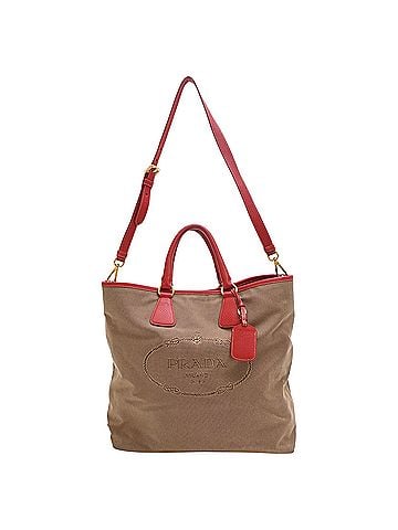 Prada Prada 2-Way Tote Bag in Brown Canvas (view 1)