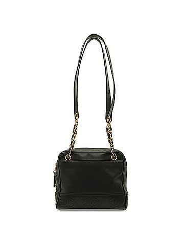 Chanel CHANEL Triple Coco Mark Tote Bag Chain Shoulder Caviar Leather Black (view 1)