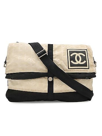 Chanel CHANEL Sport Line New Travel Coco Mark Shoulder Bag Clutch Nylon Jacquard Ivory Black (view 2)