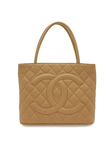 Chanel CHANEL Matelassé Coco Mark Reissue Tote Bag Shoulder Caviar Leather Beige A01804 (view 1)