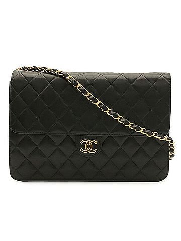 Chanel CHANEL Matelassé Coco Mark Chain Shoulder Bag, Lambskin Leather, Black, A03570 (view 1)