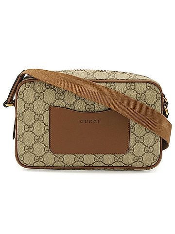 Gucci GUCCI GG Emblem Shoulder Bag, Canvas and Leather, Beige/Brown, 821216 (view 2)