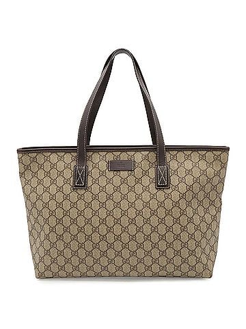 Gucci GUCCI GG Supreme Plus Tote Bag Shoulder Leather Khaki Beige Dark Brown 211137 (view 2)
