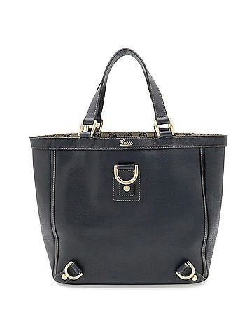 Gucci GUCCI GG Canvas Abbey Line Tote Bag Handbag Leather Navy 130739 (view 1)