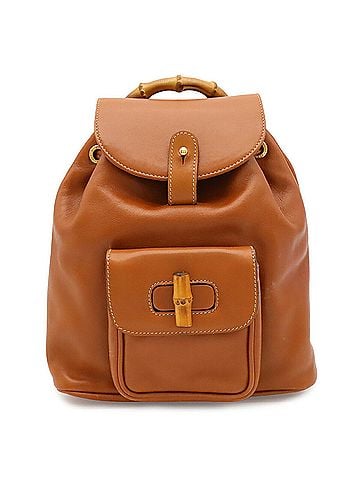 Gucci GUCCI Bamboo Mini Backpack, Rucksack, Shoulder Bag, Leather, Brown, 03.2265.0030 (view 2)