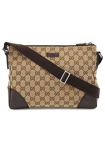 Gucci GUCCI GG Canvas Shoulder Bag/Handbag, Leather, Khaki Beige/Dark Brown, 114273 (view 2)