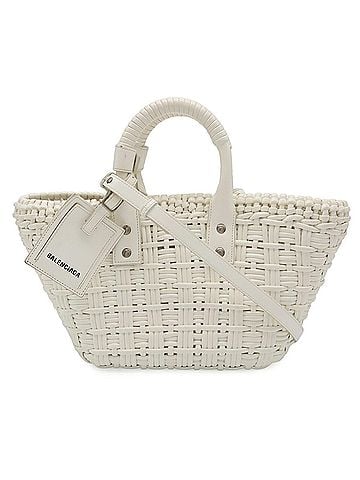 Balenciaga BALENCIAGA Bistro XS Handbag, Basket Bag, Shoulder Straw White, 671342 (view 1)