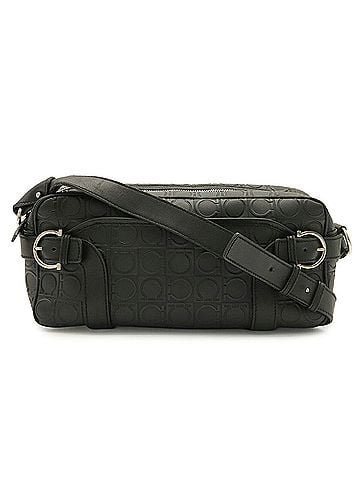 Salvatore Ferragamo Salvatore Ferragamo Gancini Embossed Shoulder Bag, Leather, Black, D214912 (view 2)