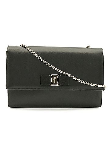 Salvatore Ferragamo Salvatore Ferragamo Vara Ribbon Shoulder Bag, Chain Shoulder, Leather, Black, AU21 D855 (view 1)