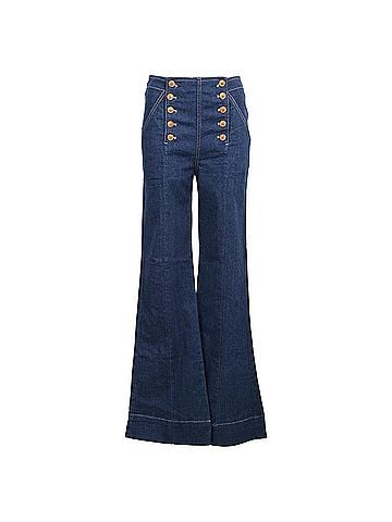 Ulla Johnson Ulla Johnson Ashton High Rise Flared Sailor Jeans in Blue Denim (view 1)