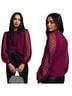 Maeve 65% Polyester 35% Cotton 100% Polyester Burgundy Long Sleeve Blouse Size XL - photo 1