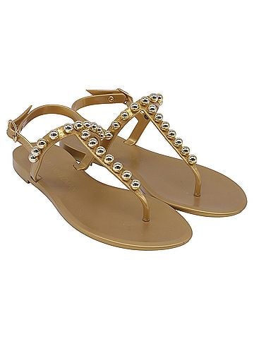 Stuart Weitzman Stuart Weitzman Goldie Jelly Sandals in Gold PVC (view 2)