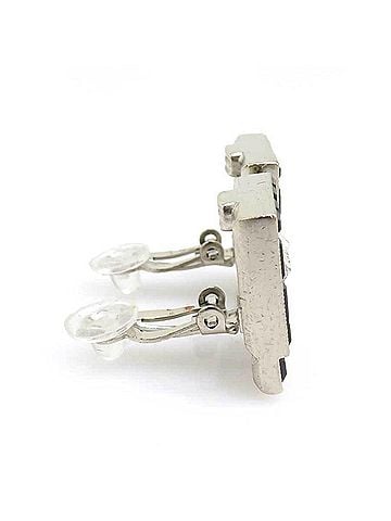 Chanel Chanel earrings, metal, black and silver, women's, 56734a (view 2)