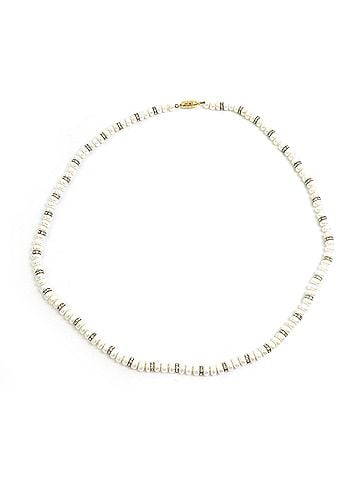 Céline Celine necklace, faux pearl, metal, white, women's, 56742a (view 1)