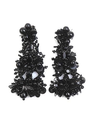 Prada Prada earrings, beaded, black, women's, 56733j (view 1)
