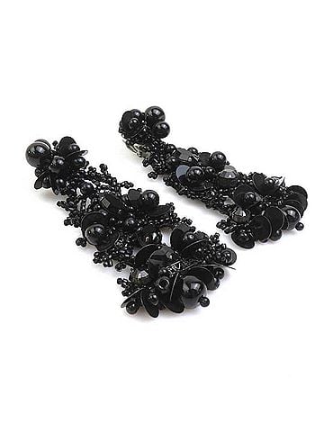 Prada Prada earrings, beaded, black, women's, 56733j (view 2)