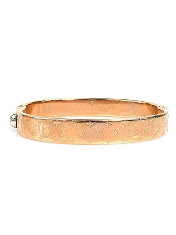 Louis Vuitton Louis Vuitton LOUIS VUITTON Bracelet Bangle Cuff Nanogram Metal Pink Gold Women's h32394a (view 1)