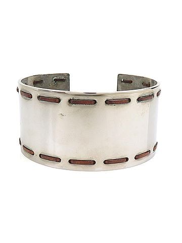Loewe Loewe LOEWE Bangle Bracelet Metal Leather Silver Women's 56738d (view 1)