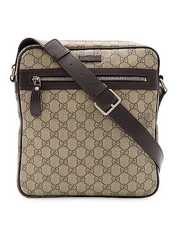 Gucci GUCCI GG Supreme Plus Shoulder Bag, Leather, Khaki Beige/Dark Brown, 201448 (view 1)