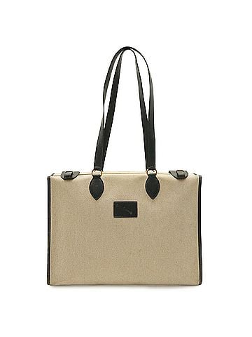 Hermès HERMES Cabas 40 Shoulder Tote Bag, Courchevel Leather, Toile H, Natural Navy, with "S" stamp. (view 1)