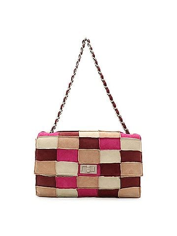 Chanel CHANEL 2.55 Patchwork Chain Bag Shoulder Suede Beige Pink Bordeaux (view 2)
