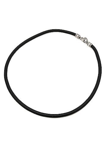 Bvlgari BVLGARI choker necklace, cord, leather, steel, black. (view 2)