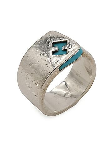 Hermès HERMES Candy Ring, H, SV925 Ag925, Silver, Blue, #55 (approx. Japanese) (view 1)